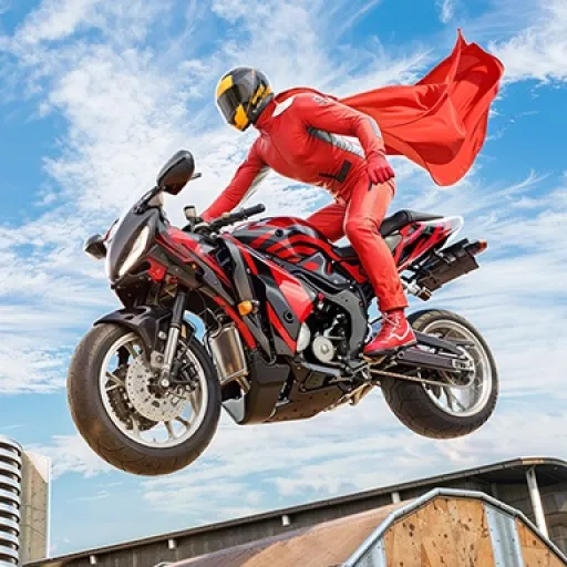 Real Motorbike Super Hero Stunt 3D